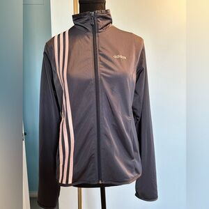 Adidas Women's Grey Triple Pink Stripe Jacket Size Medium EUC